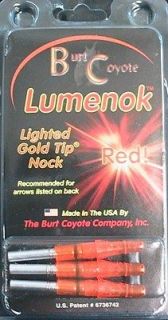 LUMENOK LIGHTED ARROW NOCK RED 3 PACK GT GOLD TIP ARROWS BURT COYOTE