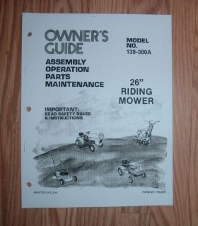 MTD 139 3804 26 IN RIDING MOWER OWNERS MANUAL / ILLUSTRATED PARTS 