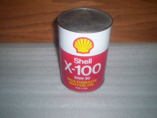 Vintage 1 Liter Shell X 100 Motor Oil Can Tin  SAE 10W 30 Multigrade