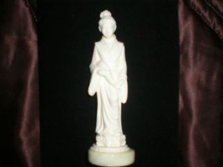 GIANNELLI Chinese Woman Lady Fish Statue and Male Figurines Signed 