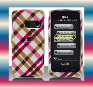 ePinkPlaid LG Prestige AN510 Slider Faceplate Snap on Phone Cover Hard 