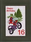 Handmade Embroidered Birthday Greeting Card Motocross Trial Bike 