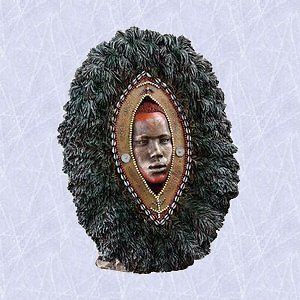 Masai maasai Warrior statue african headdress sculpture Bust new