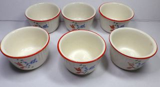 Vintage HARKER HOTOVEN Chinaware Pottery 6 piece set Custard Сups 