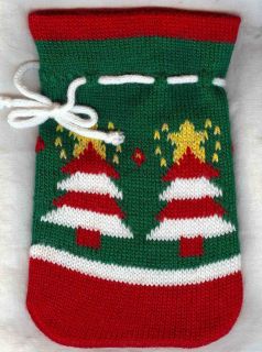 Machine Knit Christmas Draw String Gift Bag, use for small items or 