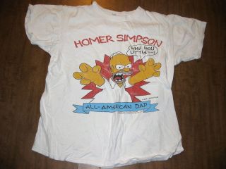 HOMER SIMPSON vtg T shirt med All American Dad FOX cartoon OG Simpsons 