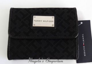 tommy hilfiger signature jacquard medium wallet black