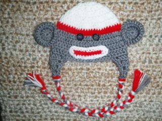 PATTERN  Instructions Crocheted Baby Sock Monkey Hat with Earflaps and 