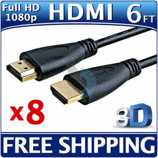 Lot 8 x HDMI CABLE 6FT Gold for BLURAY 3D DVD PS3 HDTV XBOX LCD 1080P 