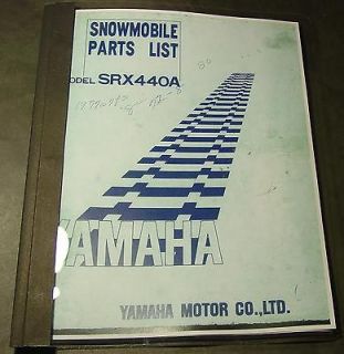 1977 YAMAHA SRX 440A RACING SNOWMOBILE PARTS MANUAL BINDER