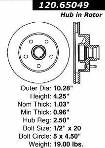 Centric Parts 120.65049 Disc Brake Rotor