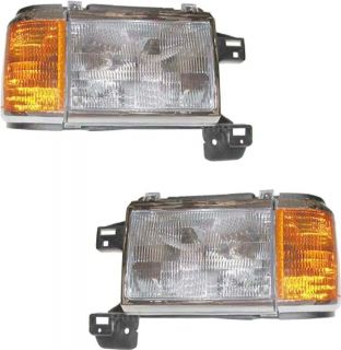FORD TRUCK BRONCO HEADLIGHTS WITH SIDE MARKERS AND BRACKETS R/L PAIR 