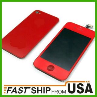 Red Iphone 4 Front LCD Screen Touch Digitizer Assembly Back Cover 