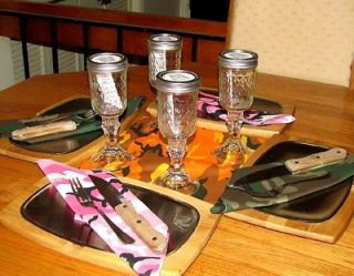 Set of 4 Redneck Hillbilly Mason Jar Wine Glasses   8oz Quilted Wine 