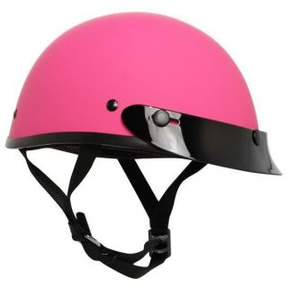 Ultra Slim Profile Fiberglass Matte Pink Motorcycle Half Helmet size S