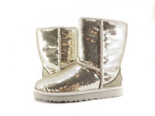 Womens Shoes   UGG AUSTRALIA   CLASSIC SHORT SPARKLES BOOTS SILVER