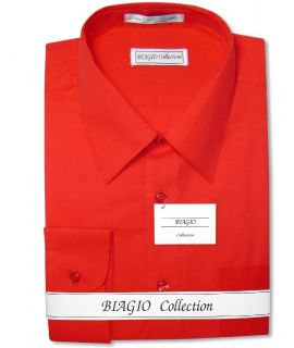 biagio men s 100 % cotton red dress shirt sz 17 36 37 one day shipping 