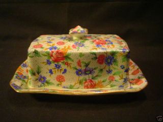 royal winton old cottage chintz covered butter dish time left