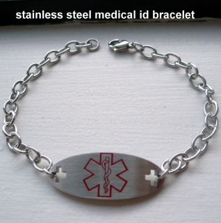STAINLESS STEEL MENS/ WOMENS MEDICAL ALERT ID BRACELET 678 free 