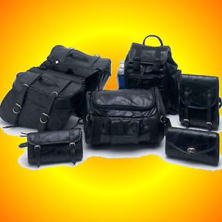 Newly listed 9 pc Leather Motorcycle Bag Set Saddle Bags For Harleys