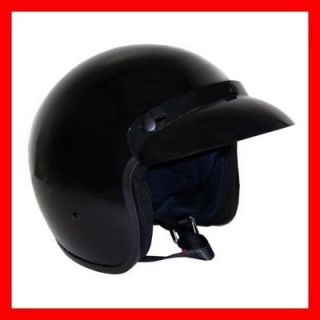 NEW DOT 3/4 Open Face Street Helmet Motorcycle Scooter Glossy Black 