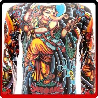 ls13 M L XL Japanese Irezumi Tattoo Long Sleeve T shirt Ganesh Ganesha 