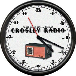 crosley tube radio dealer service sales sign wall clock time
