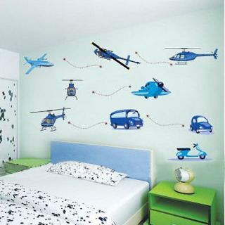 Airplanes Cars Helicopters Bus Removable Wall Sticker Decor Decal 