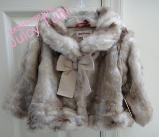  Juicy Couture Plush Blonde Bow Faux Fur Baby Toddler Coat 12M $168