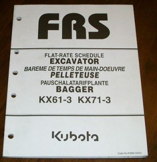 kubota kx61 3 kx71 3 excavator flat rate manual one