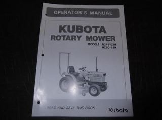 KUBOTA RC48 62H RC60 72H ROTARY MOWER OPERATORS MANUAL FOR B6200HST 