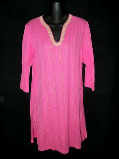 LILLY PULITZER BRIGHT PINK LONG TUNIC BLOUSE SIZE MEDIUM EXCELLENT 