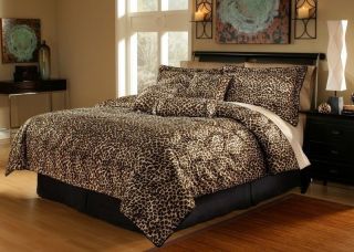 11 PC Exotic So Soft Faux Fur Leopard King Size Bed In A Bag Comforter 
