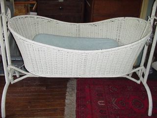 rare wicker cradle bassinet rocker crib  1995