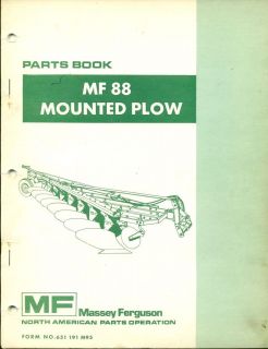 MASSEY FERGUSON PARTS BOOK MF88 Mounted Plow #651 181 M95 (AE 42)