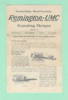 Remington Model 10 Early Fac Instruction Manual R