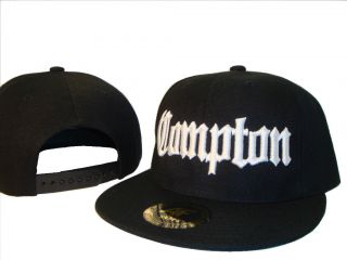 Black & White Compton Los Angeles Flat Bill Snapback Baseball Cap Caps 