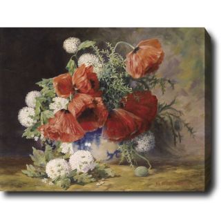 Max Streckenbach Poppies and Roses Hand painted Oil on Canvas