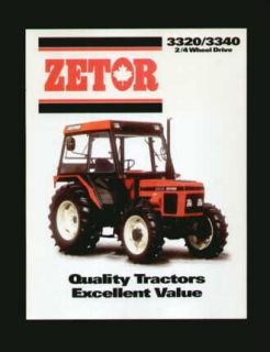 zetor 3320 3340 2 4wd tractor specifications brochure from canada
