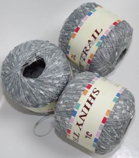 balls of Shiny TRAIL ladder trellis yarn col #6 Silver multi