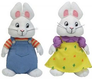 Ty Beanie Babies Max and Ruby 7.5 Bunny Rabbit Set ~NEW~