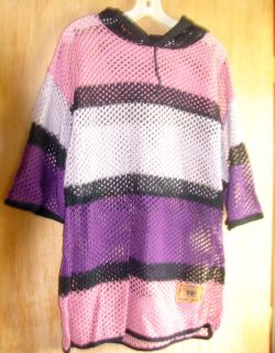 PURPLE & PINK COTTON MESH TOP W/ HOOD WICKED SWIMSUIT COVER UP