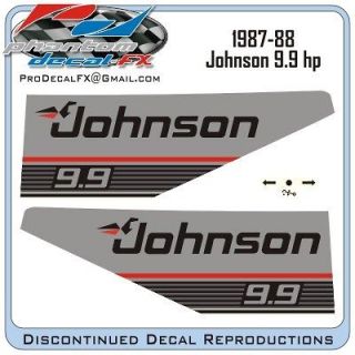 1987 & 1988 Johnson 9.9 HP Outboard Reproduction Vinyl Decals 10 Horse 