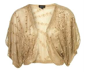 BNWT Topshop Antique Gold Sequin Bead 20s Vtg Cape Kimono Dress Jacket 