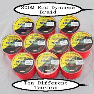 Red 327 Yards Super Strong 100% Dyneema Spectra Braid Fishing Line 