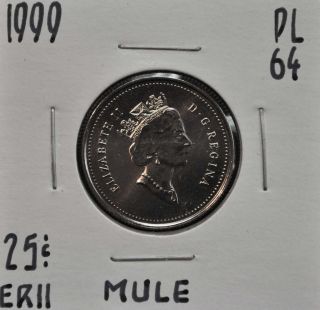 1999 canada 25 cent november mule graded pl 64 from