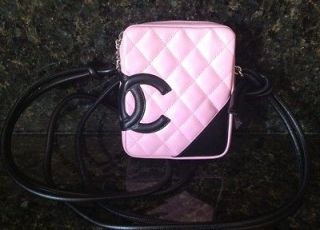 Authentic Chanel Ligne Cambon Quilted CC Pink Pochette Crossbody 