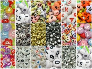Charm Assorted Heart Acylic Alphabet Letters Craft Spacer Beads DIY 