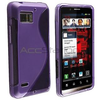 Purple Hybrid Rubber Gel TPU Case Cover For Motorola Droid Bionic 