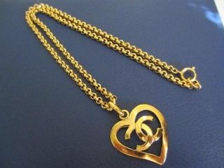 authentic chanel vintage cc necklace heart 24 